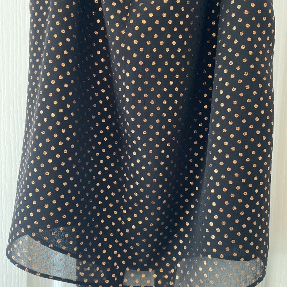 NWT Jason Wu Black & Gold Polka Dot Tie-Back Blouse | Draped Neck Sleeveless Top - Picture 9 of 11